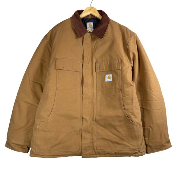 Vintage Carhartt C03 BRN Arctic Quilt Lined Duck Canvas Jacket Coat Men's sz 46 - Picture 1 of 10